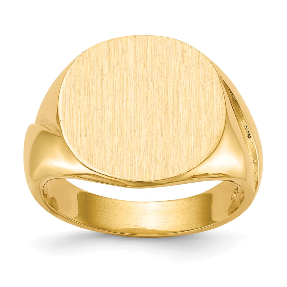 14K Gelbgold Siegelring für Herren mit geschlossener Fassung, 16,0x16,0 mm