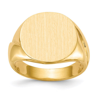 14K Gelbgold Siegelring für Herren mit geschlossener Fassung, 16,0x16,0 mm