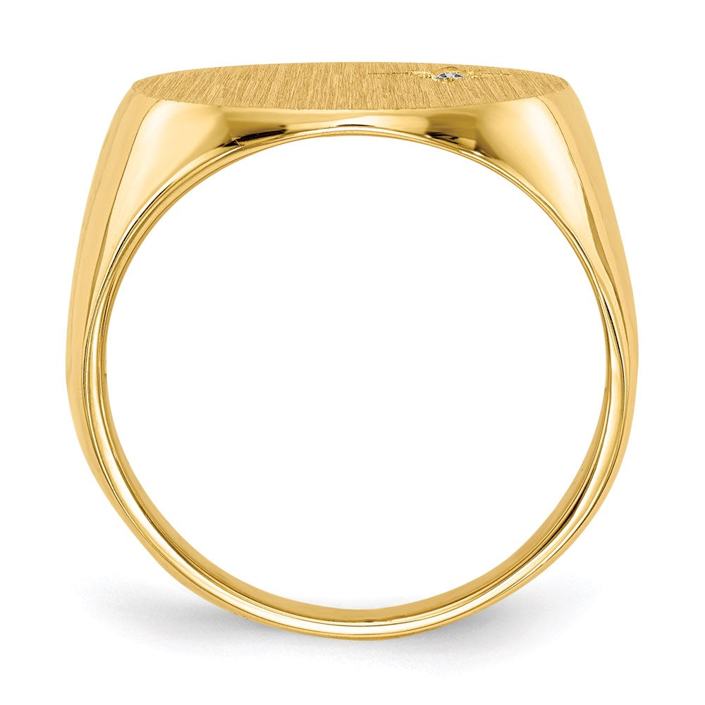 14K Gelbgold 16,5x18,0mm Herren-Siegelring mit natürlichem Diamant, geschlossene Fassung