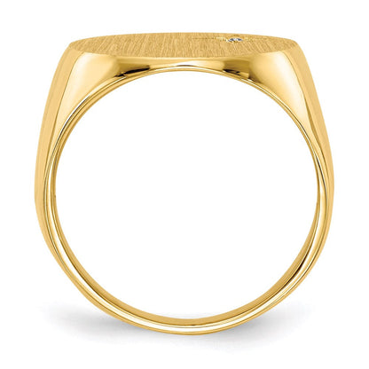 14K Gelbgold 16,5x18,0mm Herren-Siegelring mit natürlichem Diamant, geschlossene Fassung