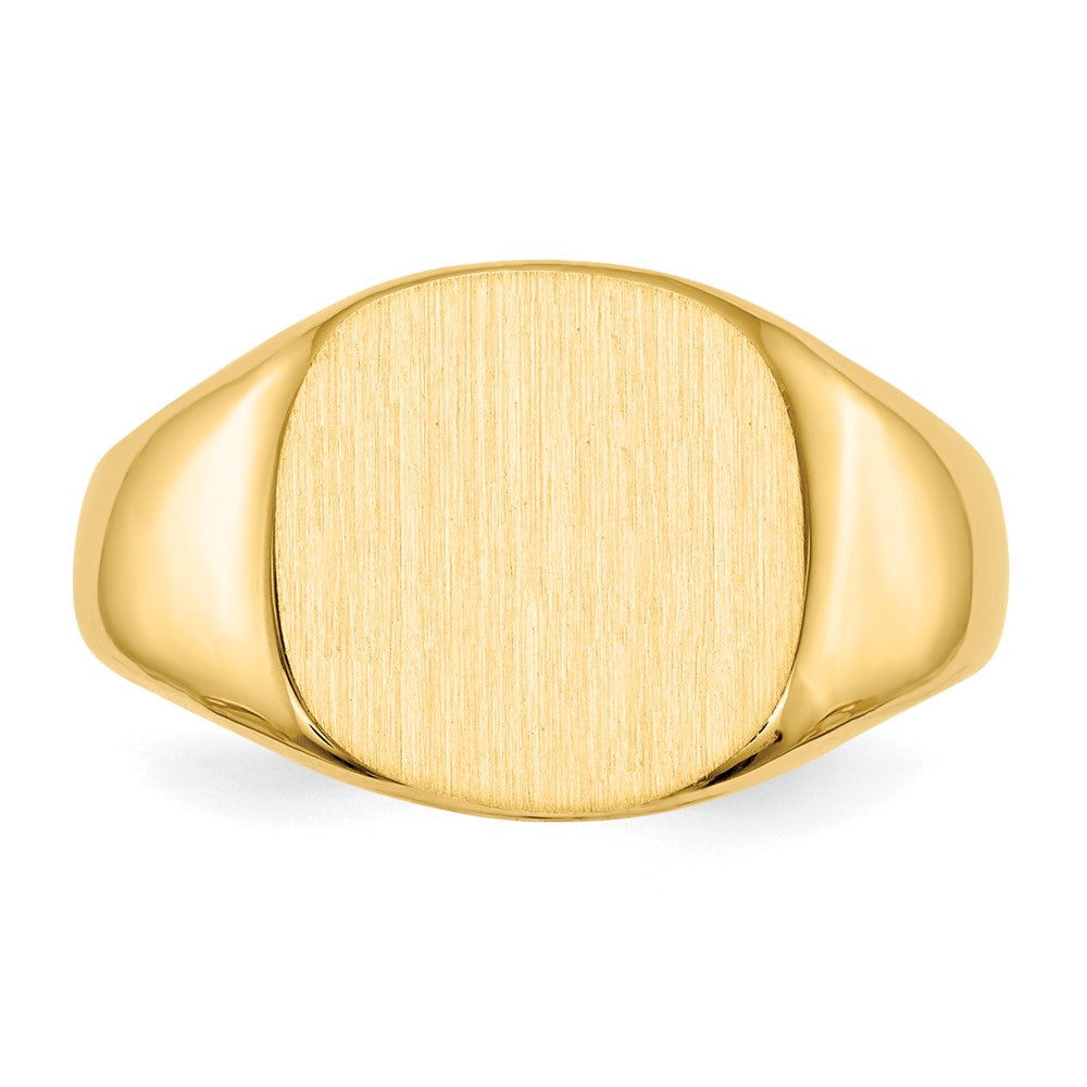 14K Gelbgold Herren-Siegelring mit geschlossenem Boden, 12,5 x 13,5 mm