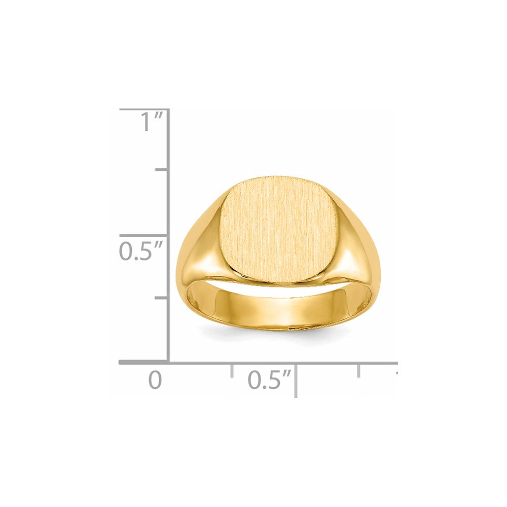 14K Gelbgold Herren-Siegelring mit geschlossenem Boden, 12,5 x 13,5 mm