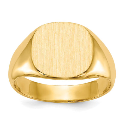 14K Gelbgold Herren-Siegelring mit geschlossenem Boden, 12,5 x 13,5 mm