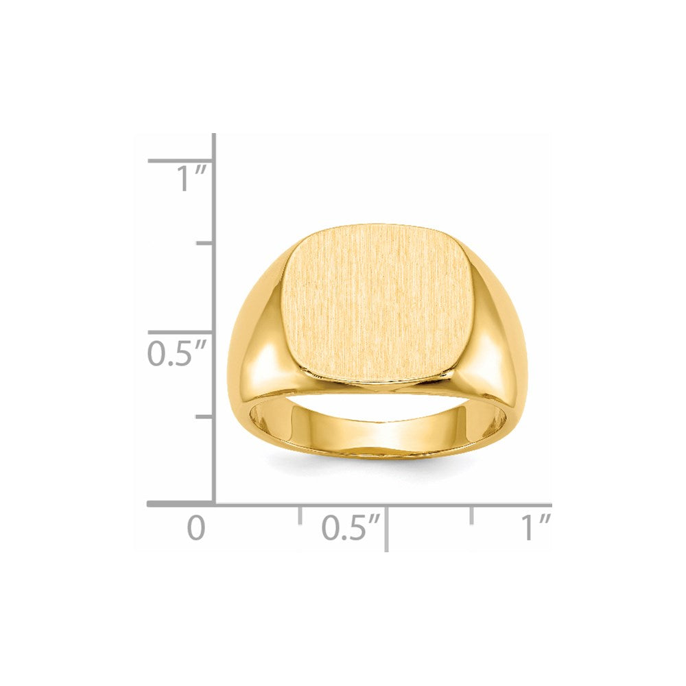 14K Gelbgold 13,5x15,0mm Herren-Siegelring mit geschlossener Rückseite
