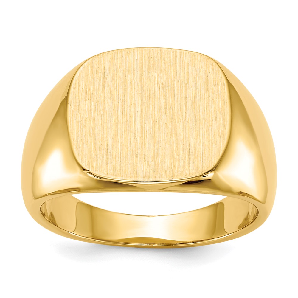 14K Gelbgold 13,5x15,0mm Herren-Siegelring mit geschlossener Rückseite