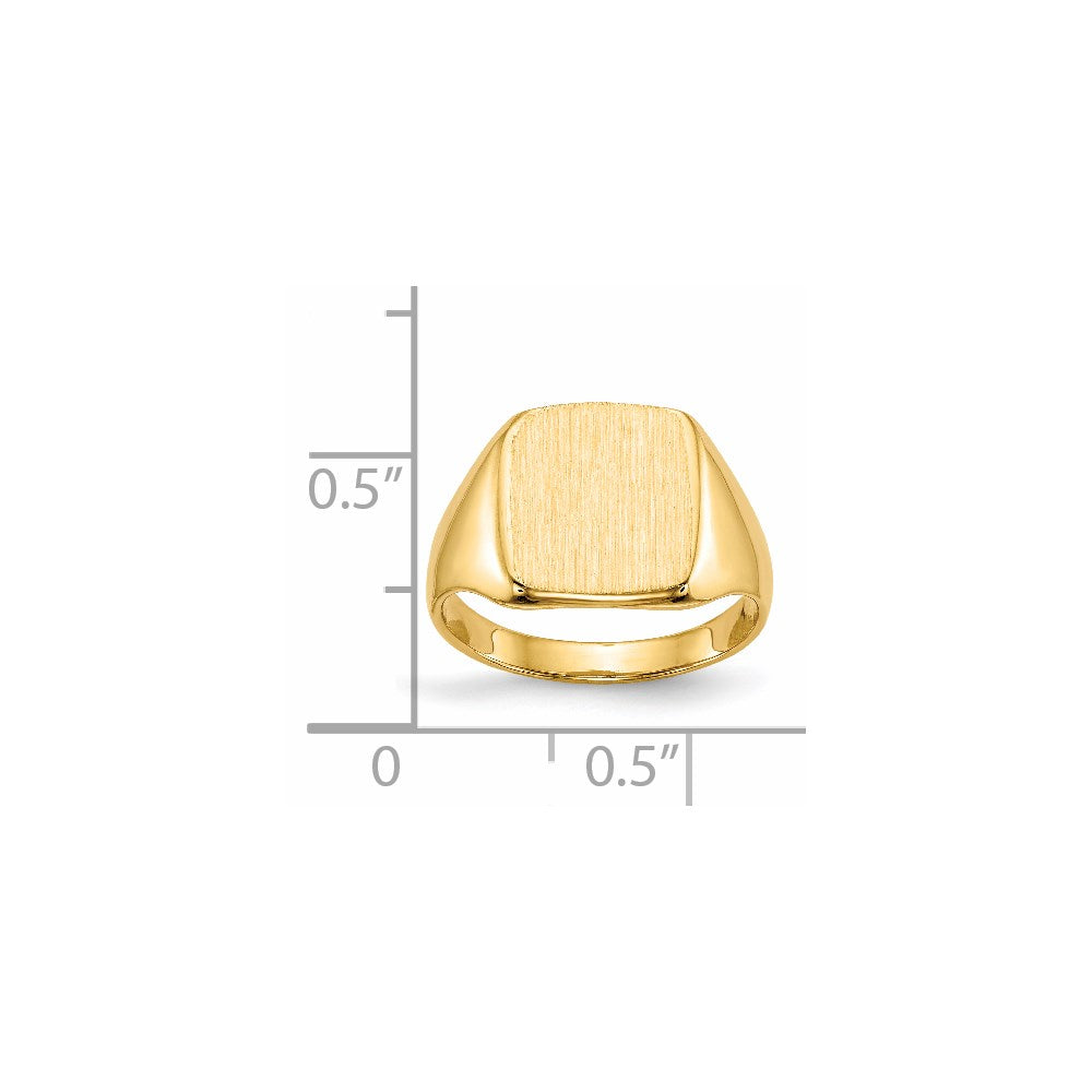 14K Gelbgold Siegelring mit geschlossener Fassung, 10,0x10,0 mm