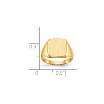 14K Gelbgold Siegelring mit geschlossener Fassung, 10,0x10,0 mm
