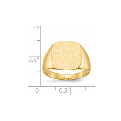 14K Gelbgold Herren-Siegelring mit geschlossener Fassung, 15,0 x 13,5 mm