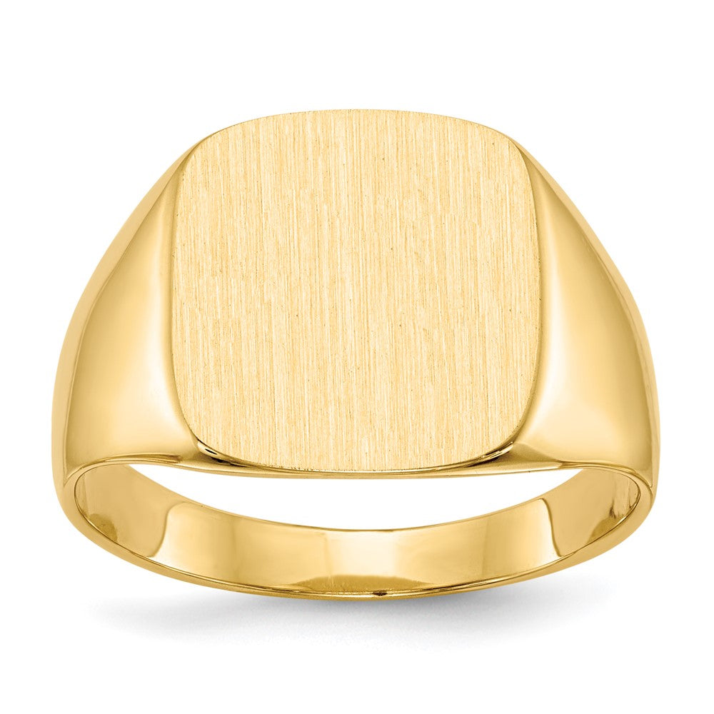 14K Gelbgold Herren-Siegelring mit geschlossener Fassung, 15,0 x 13,5 mm
