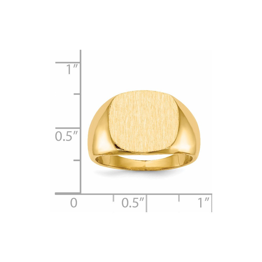 14K Gelbgold Herren-Siegelring mit geschlossener Rückseite, 15,5x14,0mm