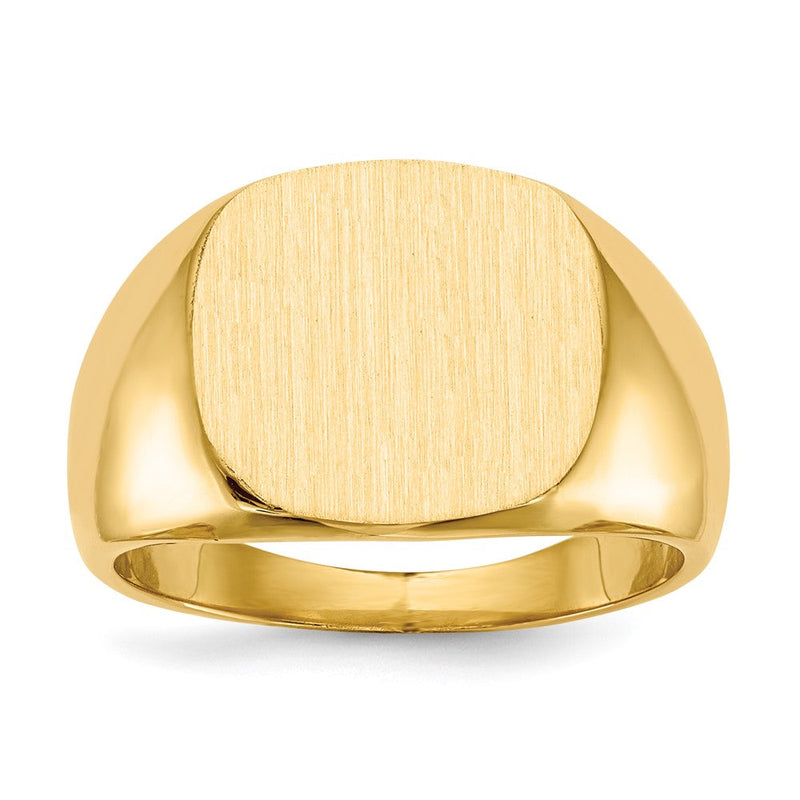 14K Gelbgold Herren-Siegelring mit geschlossener Rückseite, 15,5x14,0mm