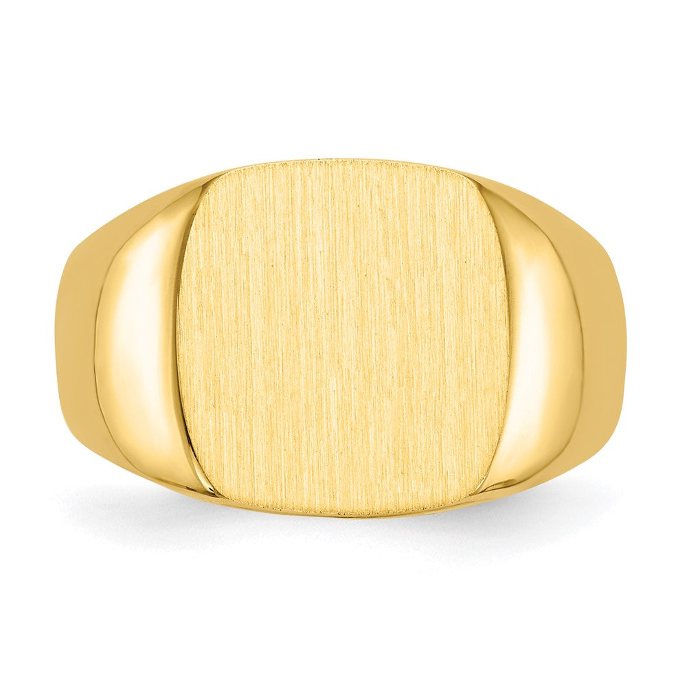 14K Gelbgold Siegelring für Herren mit offener Rückseite, 12,5 x 12,5 mm