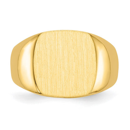14K Gelbgold Siegelring für Herren mit offener Rückseite, 12,5 x 12,5 mm