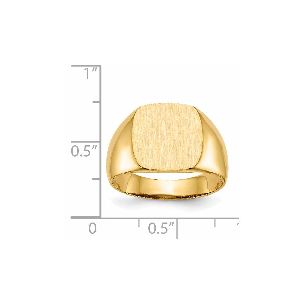 14K Gelbgold Siegelring für Herren mit offener Rückseite, 12,5 x 12,5 mm