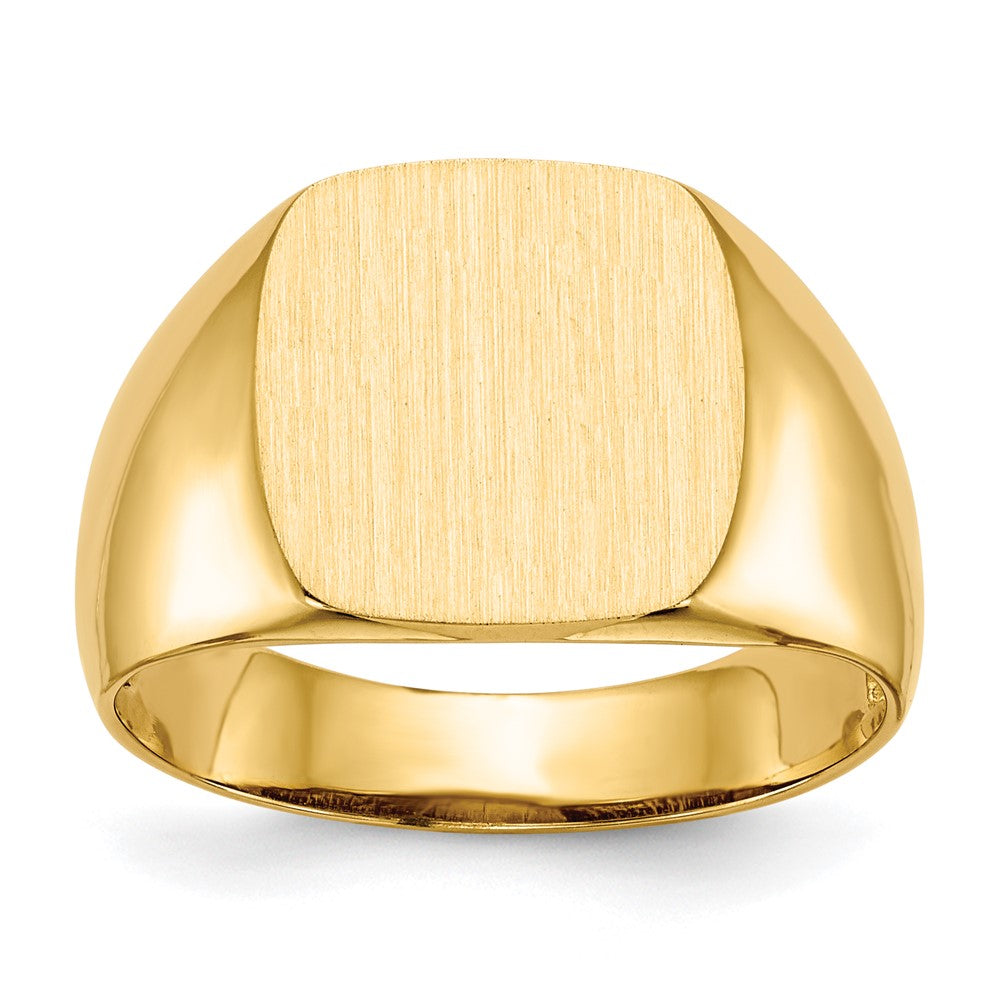 14K Gelbgold Siegelring für Herren mit offener Rückseite, 12,5 x 12,5 mm