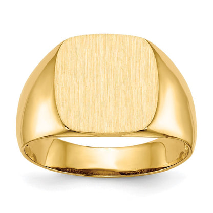 14K Gelbgold Siegelring für Herren mit offener Rückseite, 12,5 x 12,5 mm