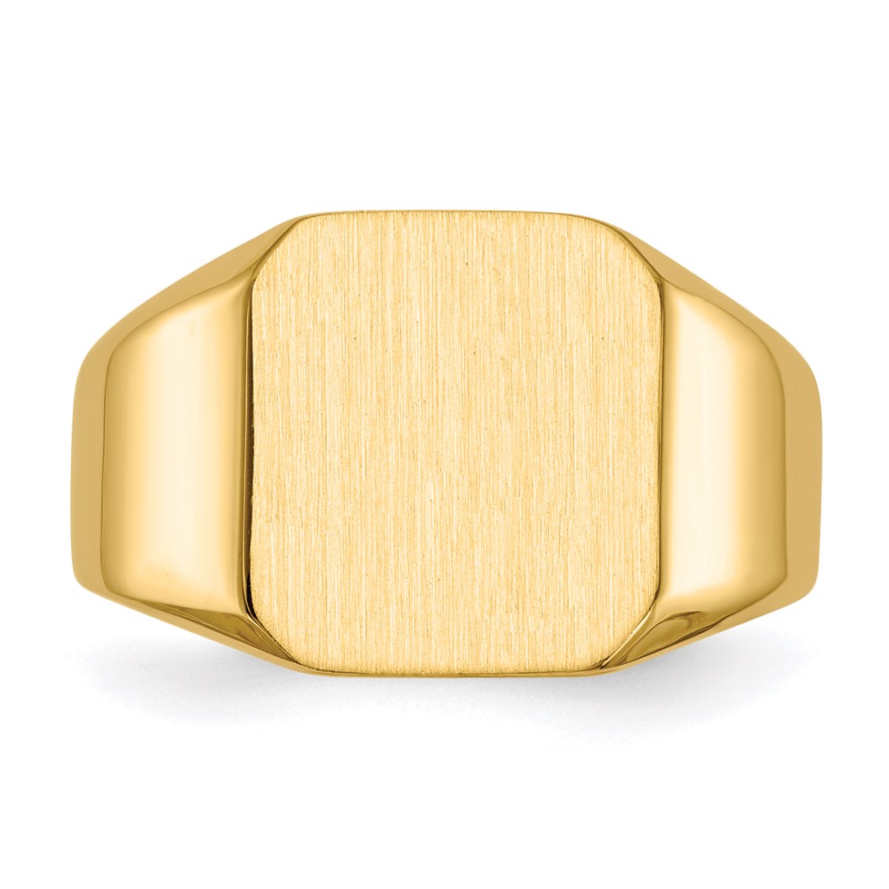 14K Gelbgold 16,0x14,5mm Herren-Siegelring mit offener Rückseite