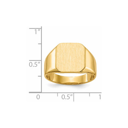 14K Gelbgold 16,0x14,5mm Herren-Siegelring mit offener Rückseite