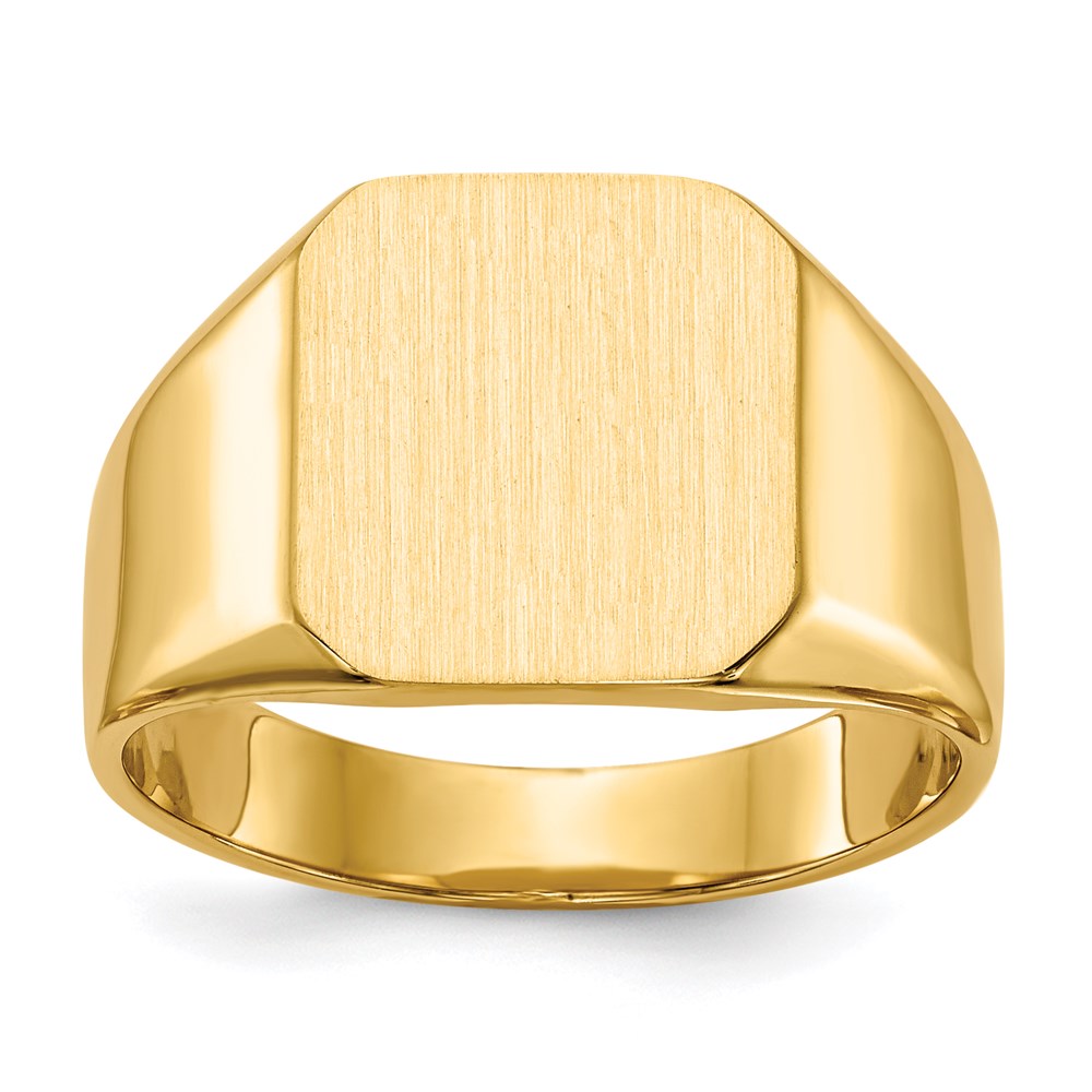 14K Gelbgold 16,0x14,5mm Herren-Siegelring mit offener Rückseite