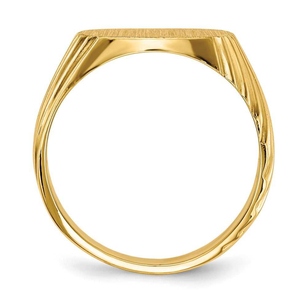 14K Gelbgold Siegelring für Herren mit geschlossener Fassung, 13,5 x 13,0 mm