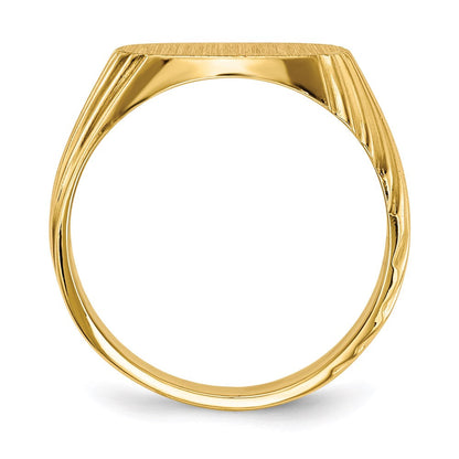 14K Gelbgold Siegelring für Herren mit geschlossener Fassung, 13,5 x 13,0 mm