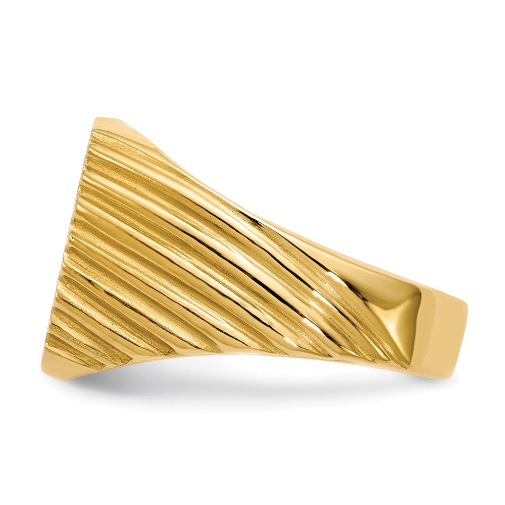 14K Gelbgold Siegelring für Herren mit geschlossener Fassung, 13,5 x 13,0 mm