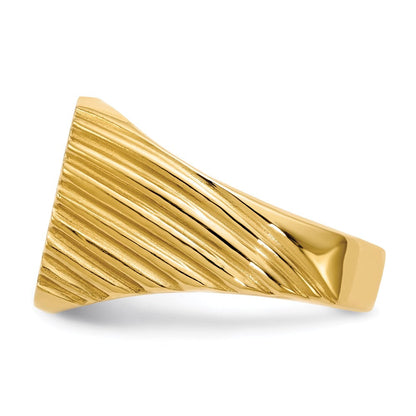 14K Gelbgold Siegelring für Herren mit geschlossener Fassung, 13,5 x 13,0 mm