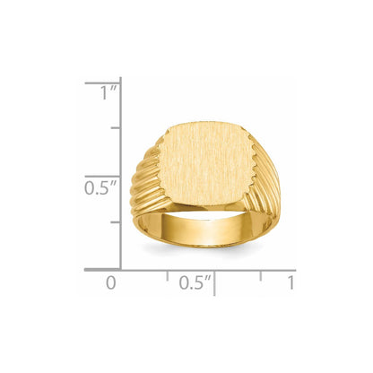 14K Gelbgold Siegelring für Herren mit geschlossener Fassung, 13,5 x 13,0 mm