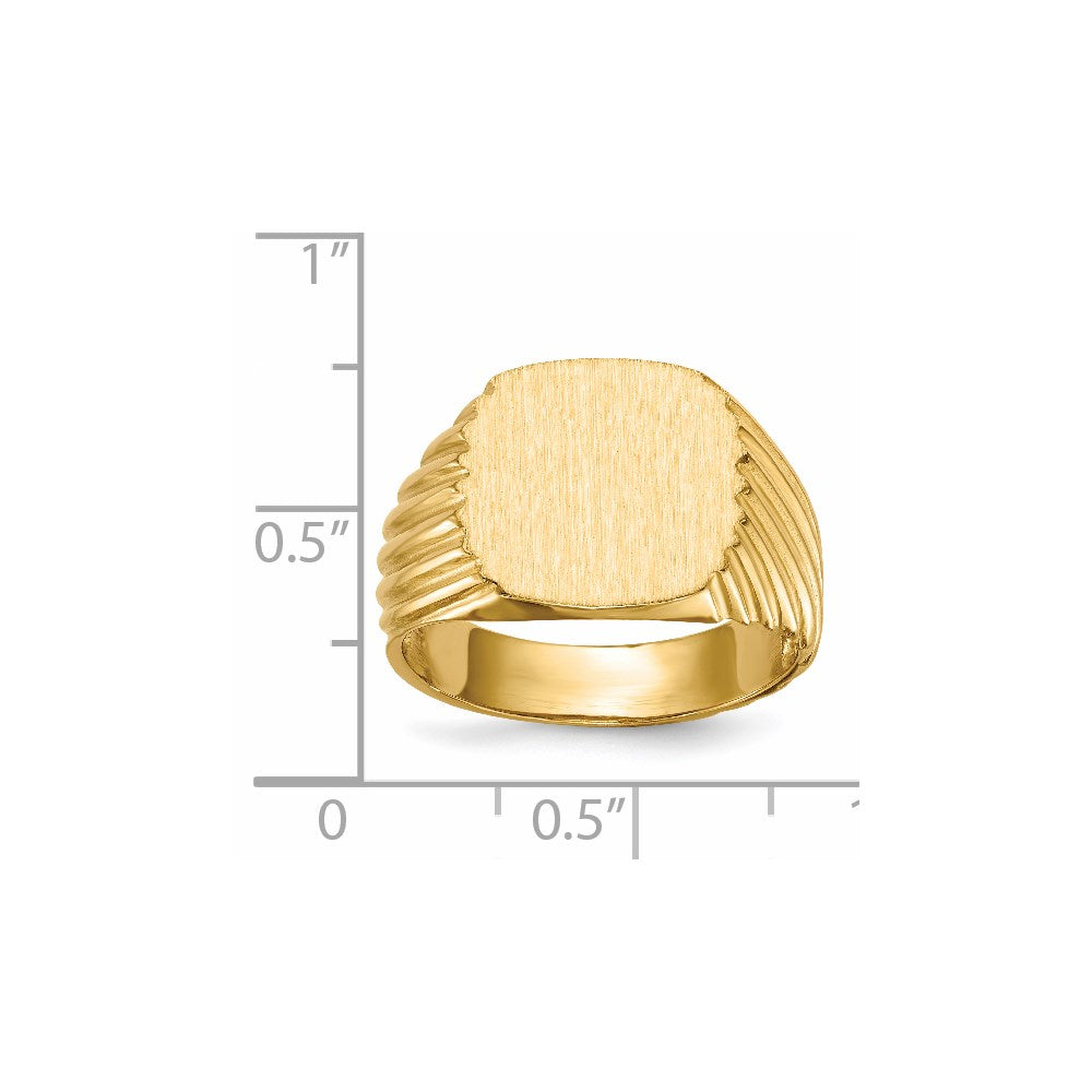 14K Gelbgold Herren-Siegelring 13,5x13,5 mit offener Fassung