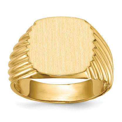 14K Gelbgold Herren-Siegelring 13,5x13,5 mit offener Fassung