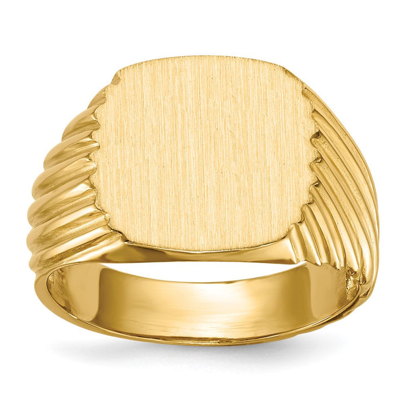 14K Gelbgold Herren-Siegelring 13,5x13,5 mit offener Fassung