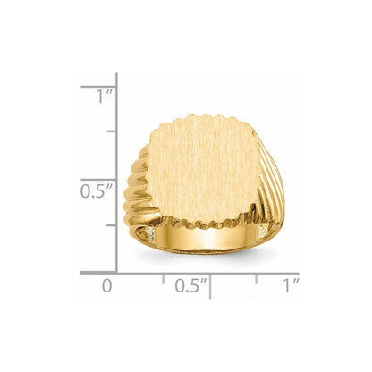 14K Gelbgold Herren-Siegelring, offene Rückseite, 18,0 x 16,5 mm