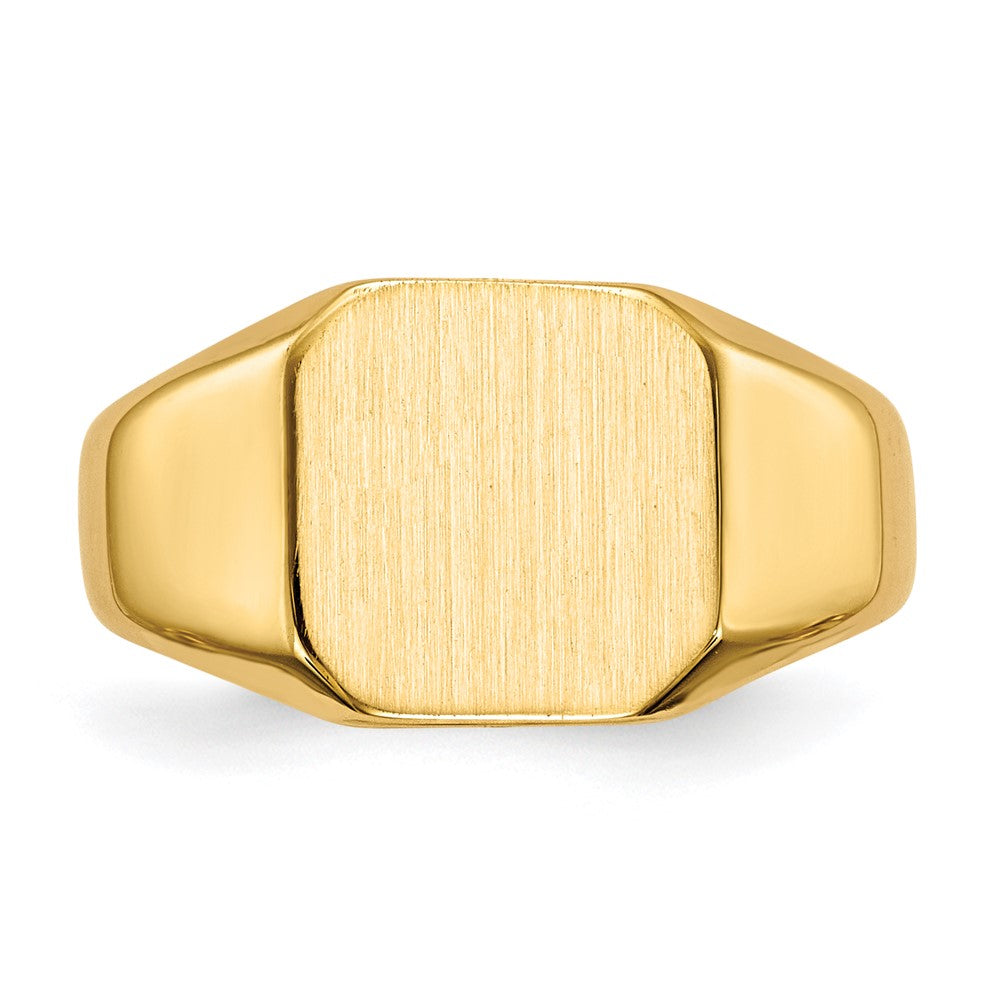 14K Gelbgold Siegelring mit geschlossener Fassung, 9,5x9,5mm