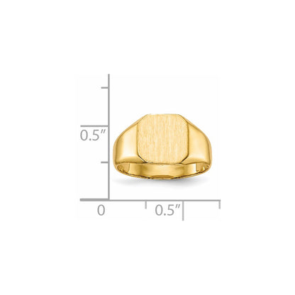 14K Gelbgold Siegelring mit geschlossener Fassung, 9,5x9,5mm