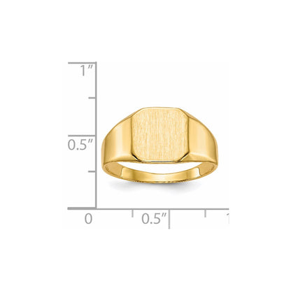 14K Gelbgold Herren-Siegelring mit geschlossener Rückseite, 10,0x10,0mm