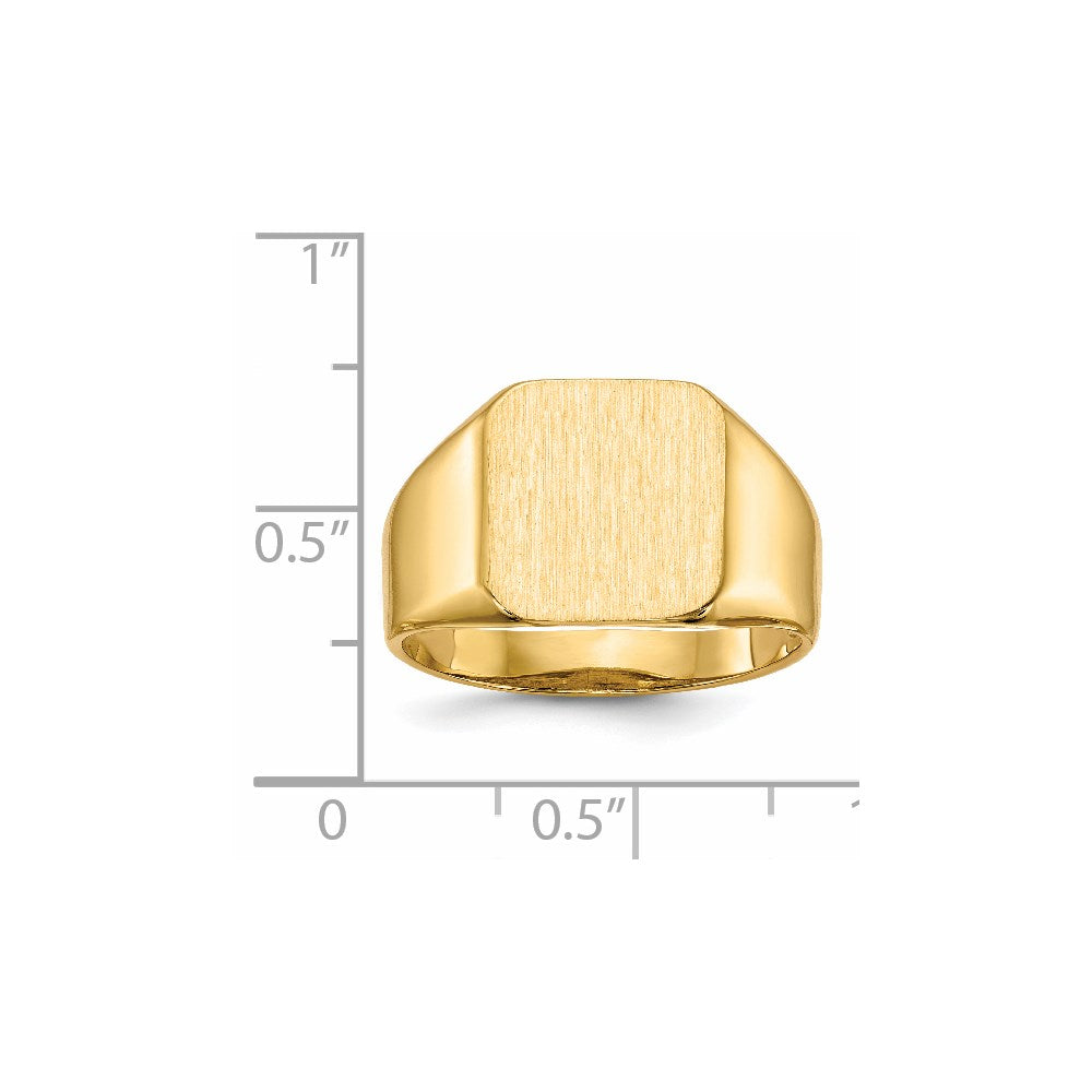 14K Gelbgold 13,0 x 12,5 mm Herren-Siegelring mit offener Rückseite
