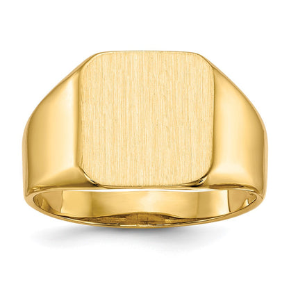 14K Gelbgold 13,0 x 12,5 mm Herren-Siegelring mit offener Rückseite