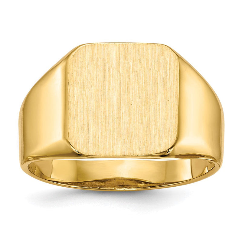 14K Gelbgold 13,0 x 12,5 mm Herren-Siegelring mit offener Rückseite