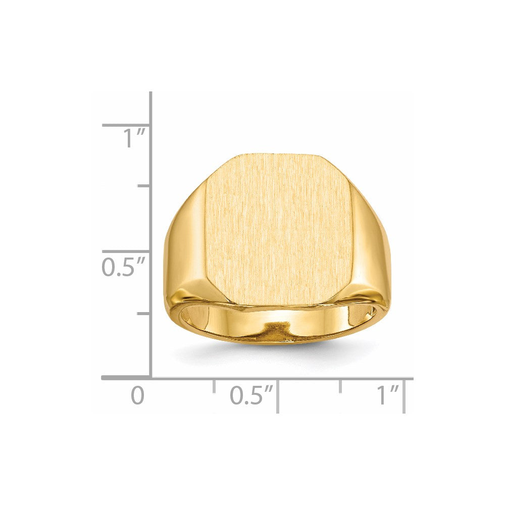 14K Gelbgold 17,0x15,0mm Herren-Siegelring mit offener Rückseite