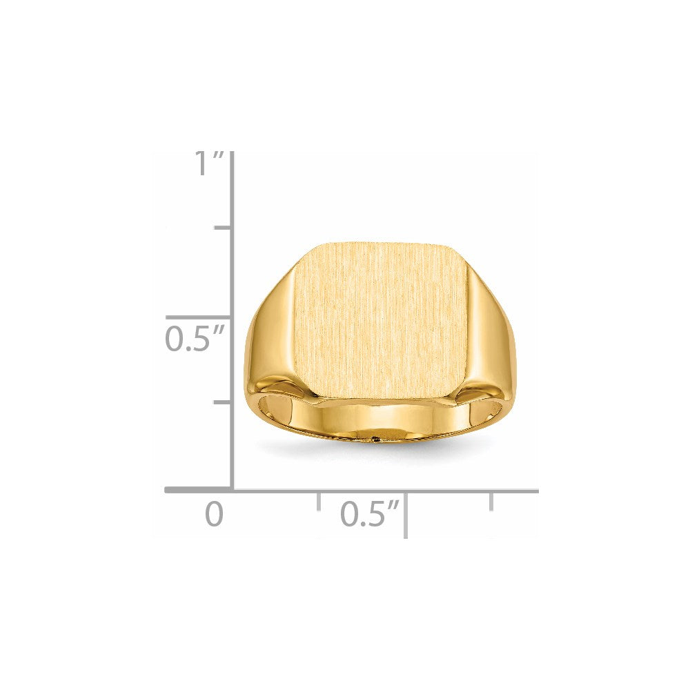 14K Gelbgold 13,0x14,0mm Herren-Siegelring mit geschlossener Rückseite
