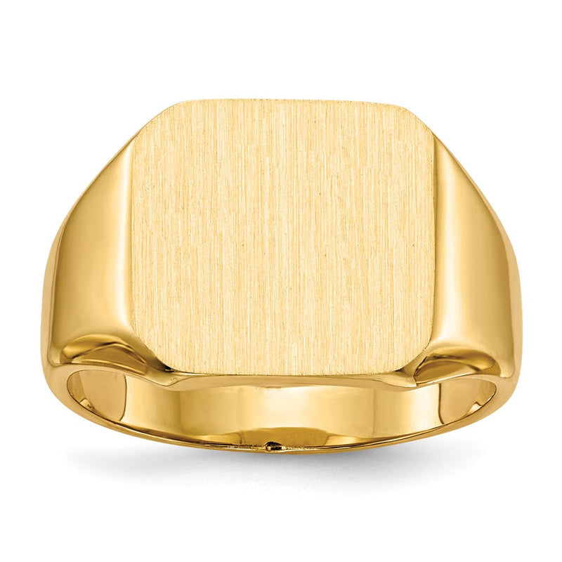 14K Gelbgold 13,0x14,0mm Herren-Siegelring mit geschlossener Rückseite
