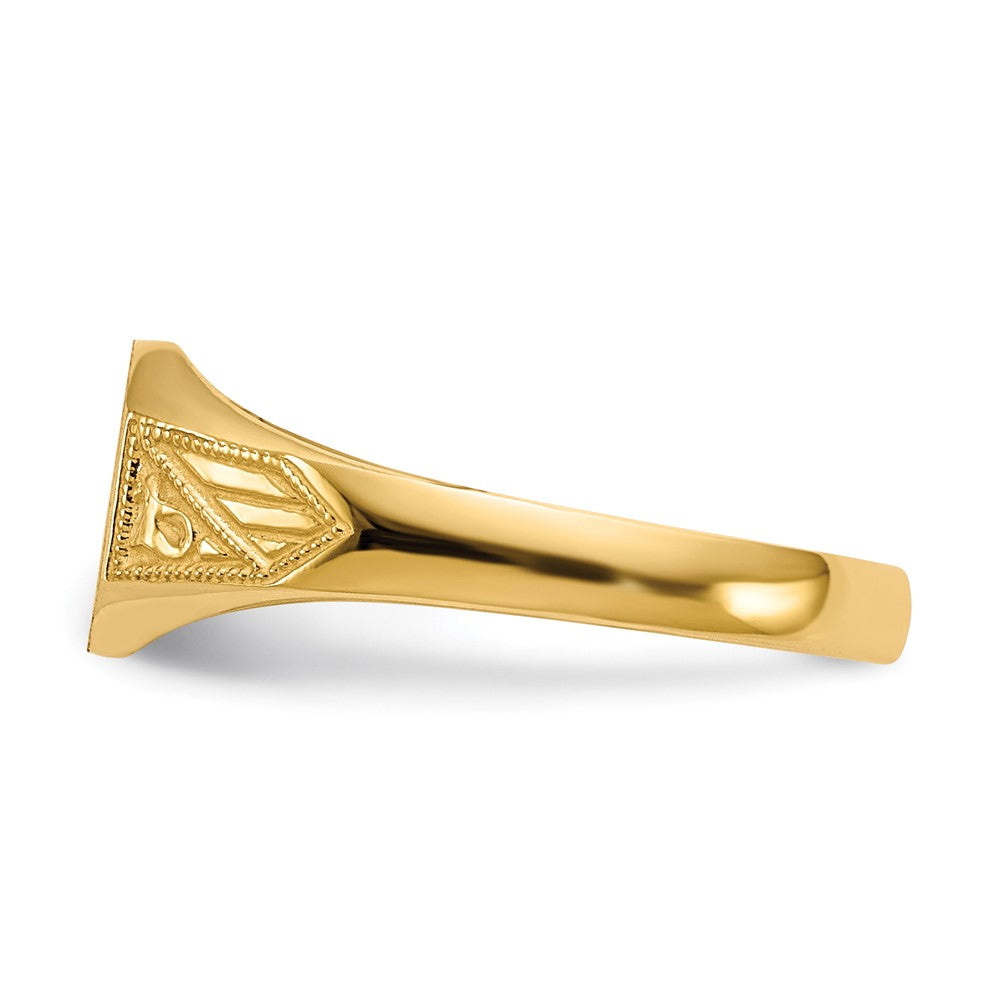 14K Gelbgold Siegelring mit geschlossener Rückseite, 7,0x8,5mm