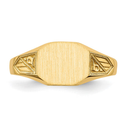 14K Gelbgold Siegelring mit geschlossener Rückseite, 7,0x8,5mm