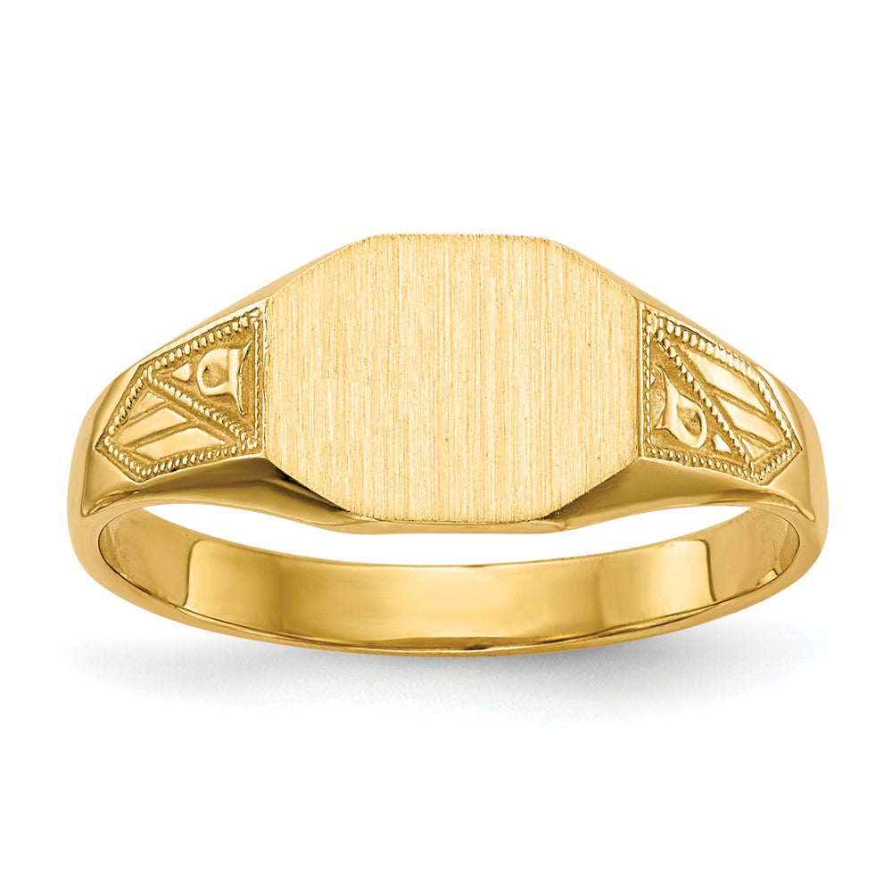 14K Gelbgold Siegelring mit geschlossener Rückseite, 7,0x8,5mm