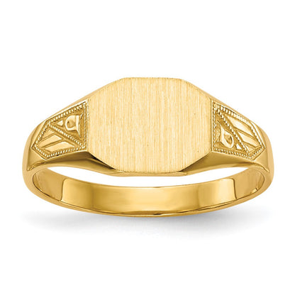 14K Gelbgold Siegelring mit geschlossener Rückseite, 7,0x8,5mm