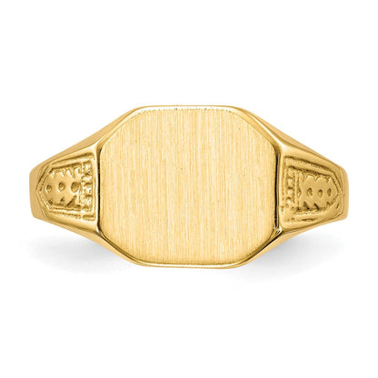 14K Gelbgold Siegelring mit geschlossener Rückseite, 9,0 x 11,0 mm