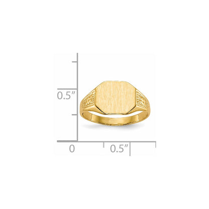 14K Gelbgold Siegelring mit geschlossener Rückseite, 9,0 x 11,0 mm