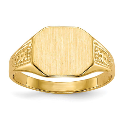 14K Gelbgold Siegelring mit geschlossener Rückseite, 9,0 x 11,0 mm