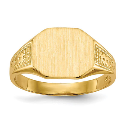 14K Gelbgold Siegelring mit offener Rückseite, 9,0 x 11,0 mm