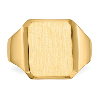 14K Gelbgold 15,0 x 12,5 mm Herren-Siegelring mit geschlossener Rückseite